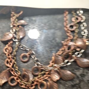 Multi-Chain Bronze and Silver Necklace